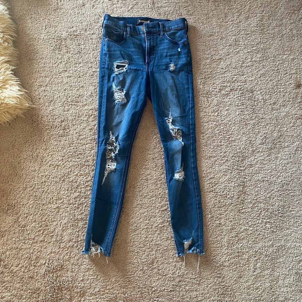 Express high rise ripped jeans